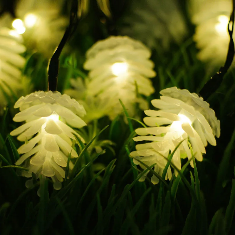 Binval 20 Вт, 30 Вт, 50LED Солнечный шишка свет шнура Водонепроницаемая гирлянда для вечеринок, Дня благодарения, декоративную рождественскую елку огни