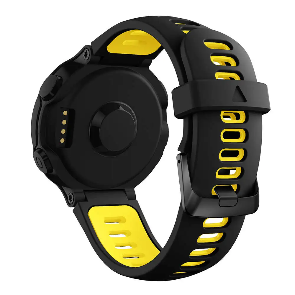 Black yellow Двойной красочные силиконовые спортивные аксессуары браслеты для Garmin forerunner 735XT/220/230/230/620 Замена смарт ремешок для часов - Цвет ремешка: Black yellow