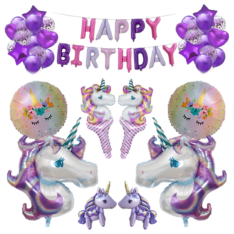 3D Unicornio вечерние украшения животных фольги Воздушные шары Babyshower вечеринка в