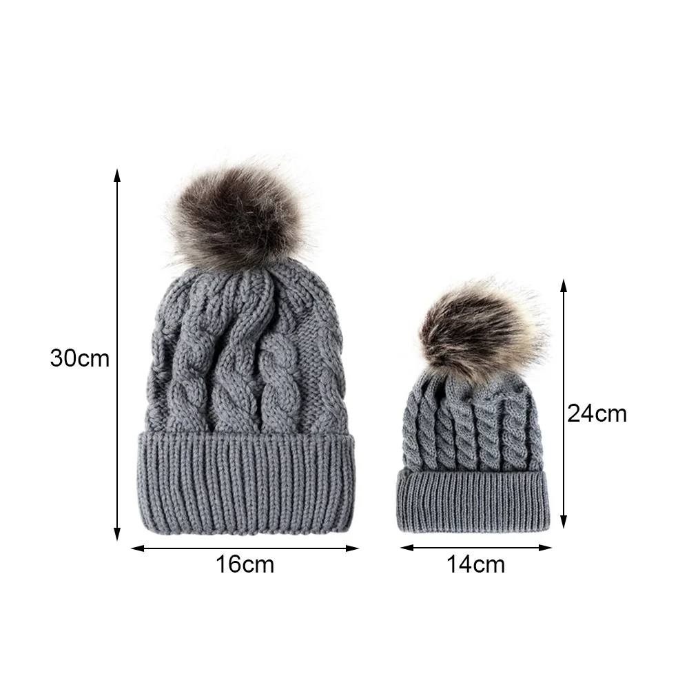 2 шт. детская Шапка-бини с помпоном из меха енота | Аксессуары для одежды