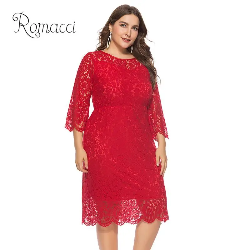 Женское платье с круглым вырезом Romacci размера плюс 4xl 5xl 6xl винтажное кружевное