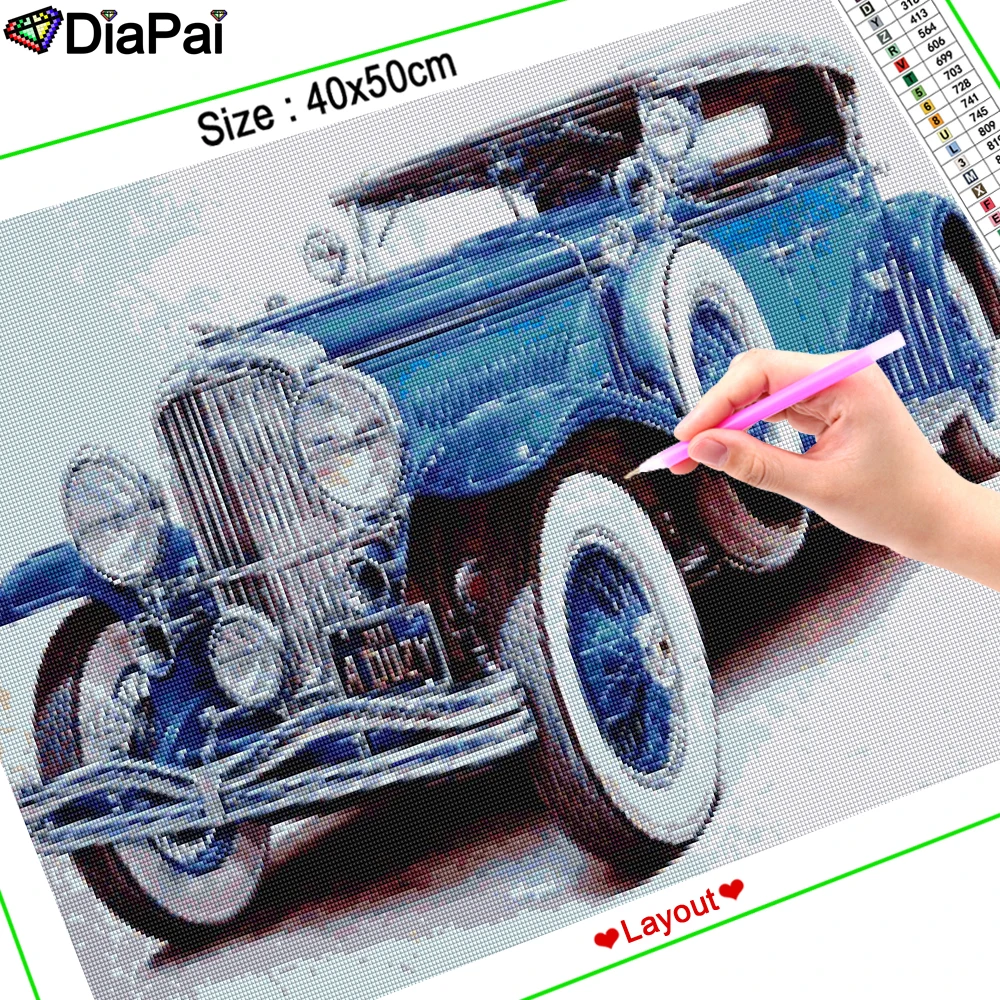 DIAPAI Алмазная картина 5D DIY 100% полностью квадратная/круглая дрель &quotАвтомобильный
