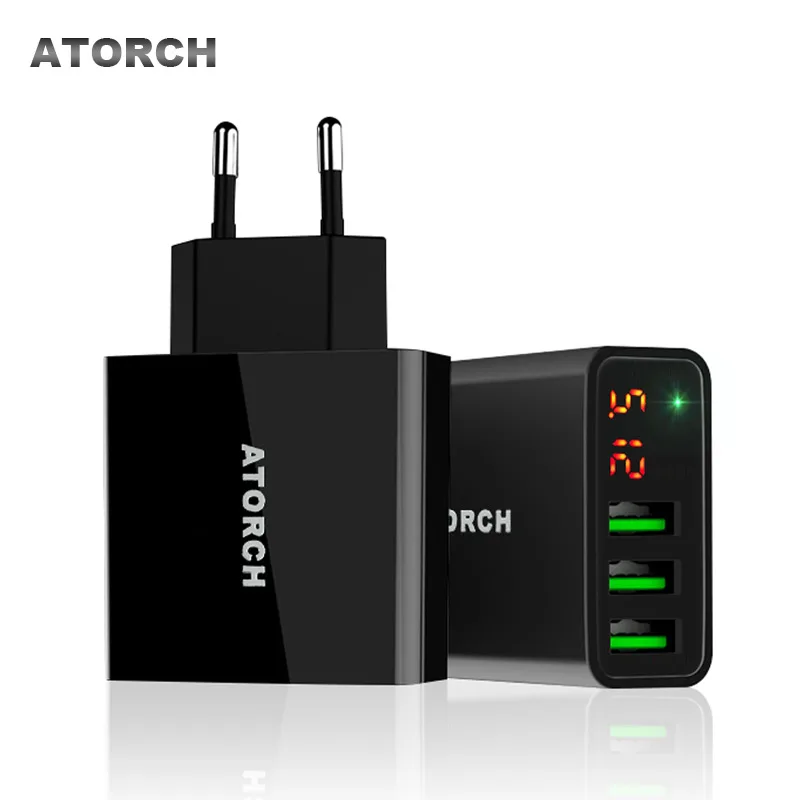 ATORCH 3 порта USB зарядное устройство светодиодный дисплей портативный телефон 15 Вт
