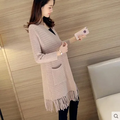 Женский кардиган с длинным рукавом тонкий вязаный весна 2019 |