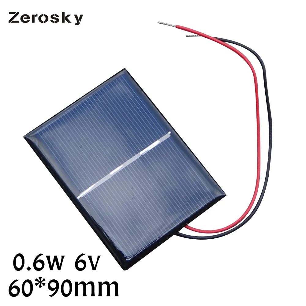 Портативная мини-солнечная панель Zerosky 6 В 0 Вт полимерный модуль питания сделай