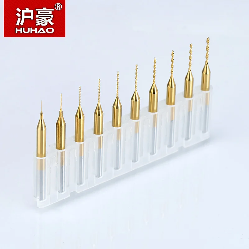 

HUHAO 10PCS/lot Titanium Coated Carbide PCB Mini Drill Bit 0.2mm-1.1mm CNC Tool Accessories Shank 3.175mm Drill Bit Kits PCB