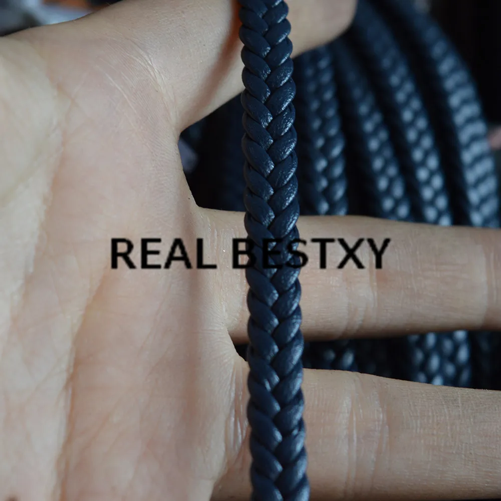 Реальный BESTXY 5 м/лот 7*3 мм синие плоские плетеные кожаные шнуры для изготовления