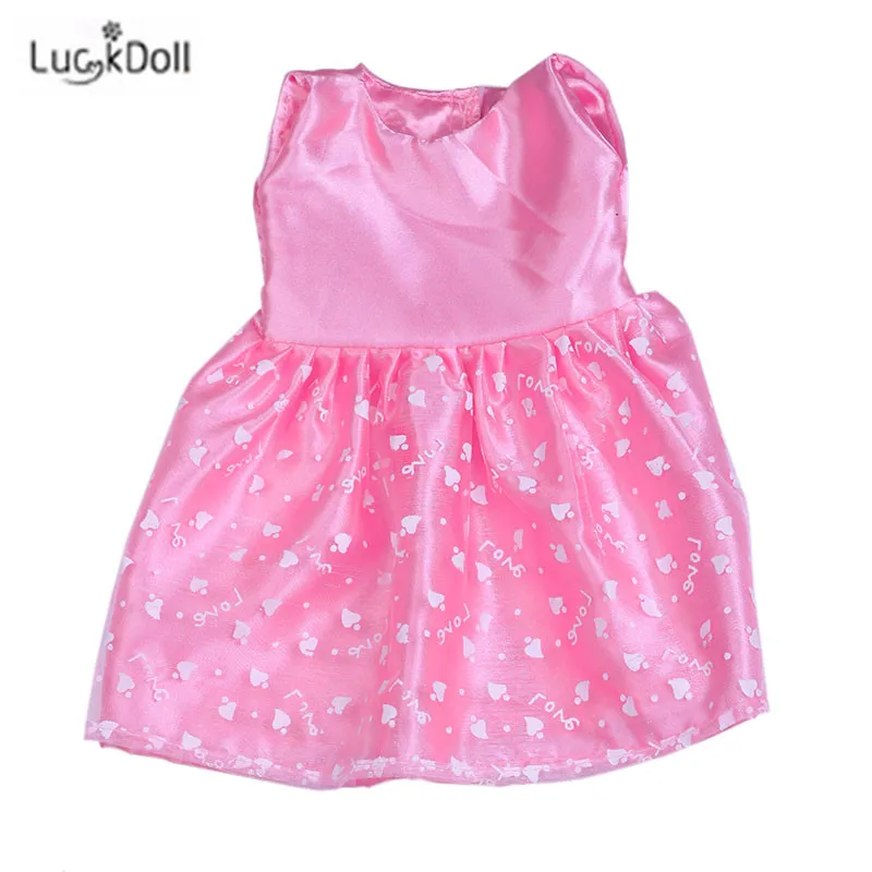 LUCKDOLL модное летнее розовое платье подходит 18 дюймов Американский 43 см детская кукла одежда аксессуары, игрушки для девочек, поколение, подарок на день рождения