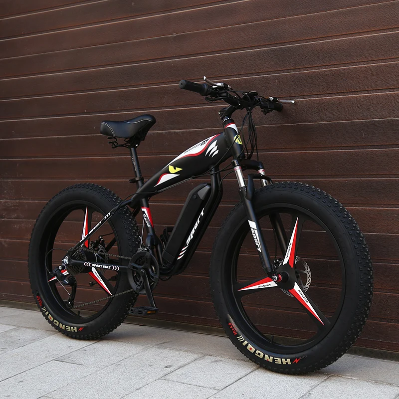 

26 Electric snow mountain bike 4.0 tire fit snow tires Powerful high speed motor drive Off-road lithium battery beach ebike ATV