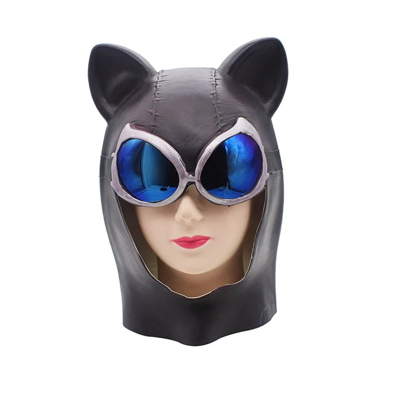 Латекс Funy полный головы Бэтмен кошка женские костюмы с масками косплей для