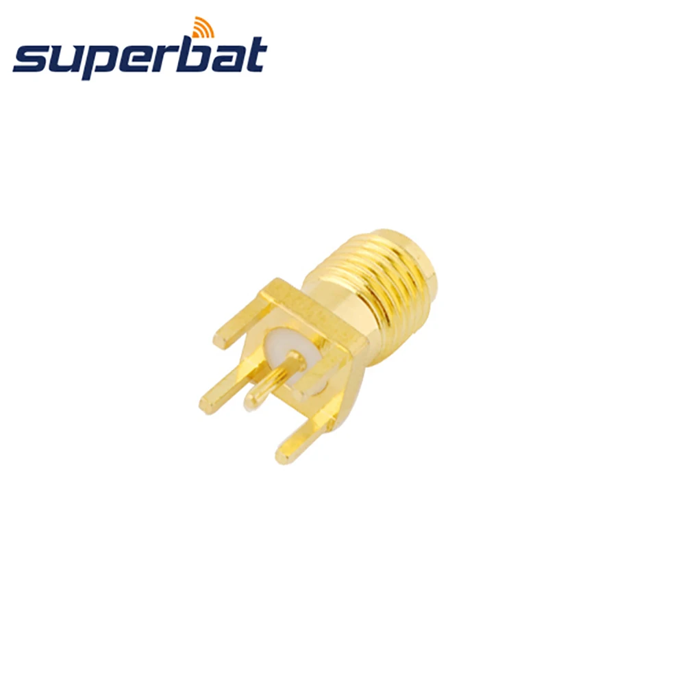 

Superbat RP-SMA Thru Hole Straight Female(male pin) PCB Mount 50ohm with Solder Post RF Coaxial Connector for Antennas