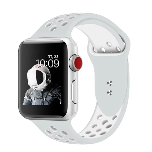 Silver white Спортивный ремешок для apple watch 5 4 3 44 мм 40 мм correa iwatch Nik series 4 3 2 1 42 мм/38 мм браслет ремешок для часов - Цвет ремешка: Silver white