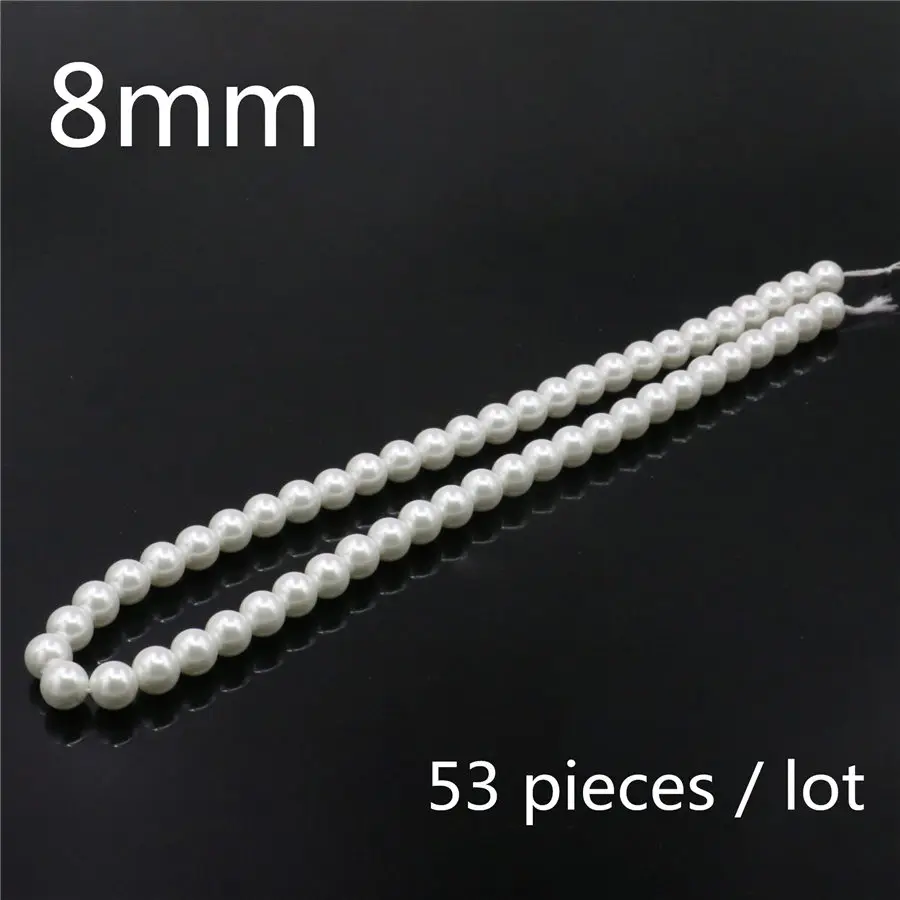 8mm-53pcs 3, 4, 6, 8, 10, 12, 14, 16 мм, белые круглые жемчужные бусины в виде раковины, бусины в форме раковины для самостоятельного изготовления ювелирных изделий, дизайн для ожерелья и браслета - Цвет: 8mm-53pcs