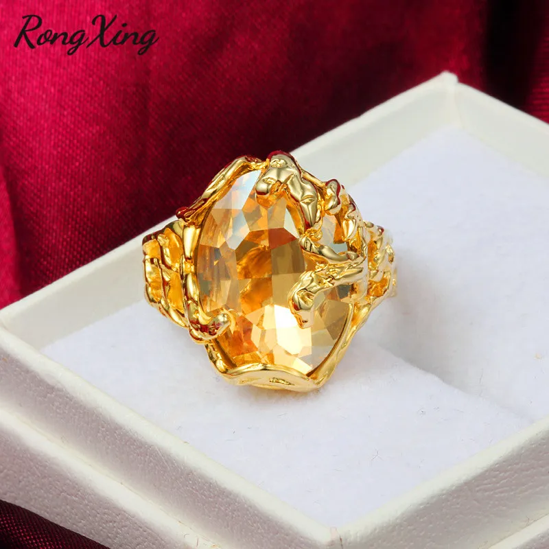 RongXing Роскошные жёлтые Золотые заполненные большие овальные камни цвета