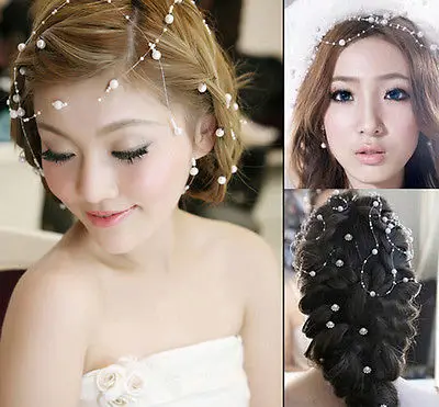 Свадебная повязка на голову для невесты с жемчугом и бисером Украшение волос