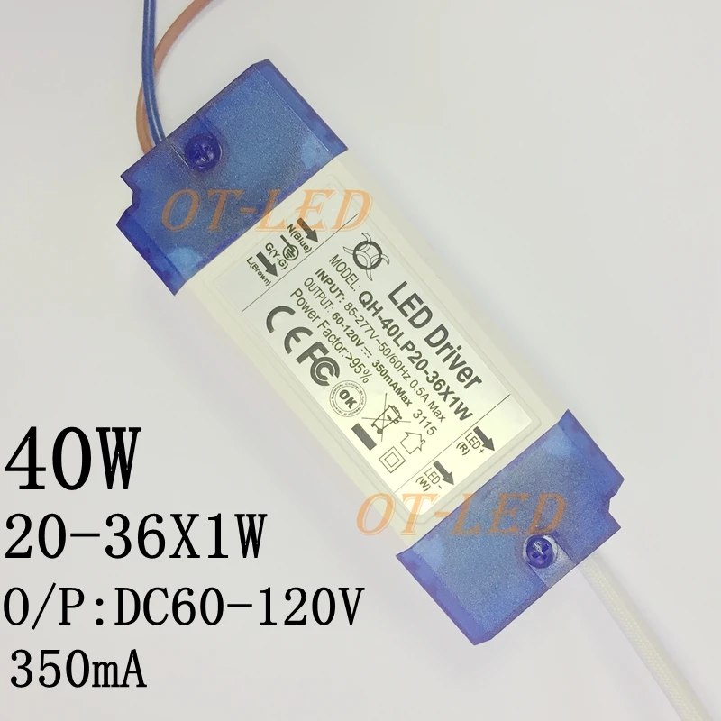

2 Pieces 20W 30W 40W LED Driver 20-36x1W 350mA DC60-120V High Power LED Powr Supply For Floodlight