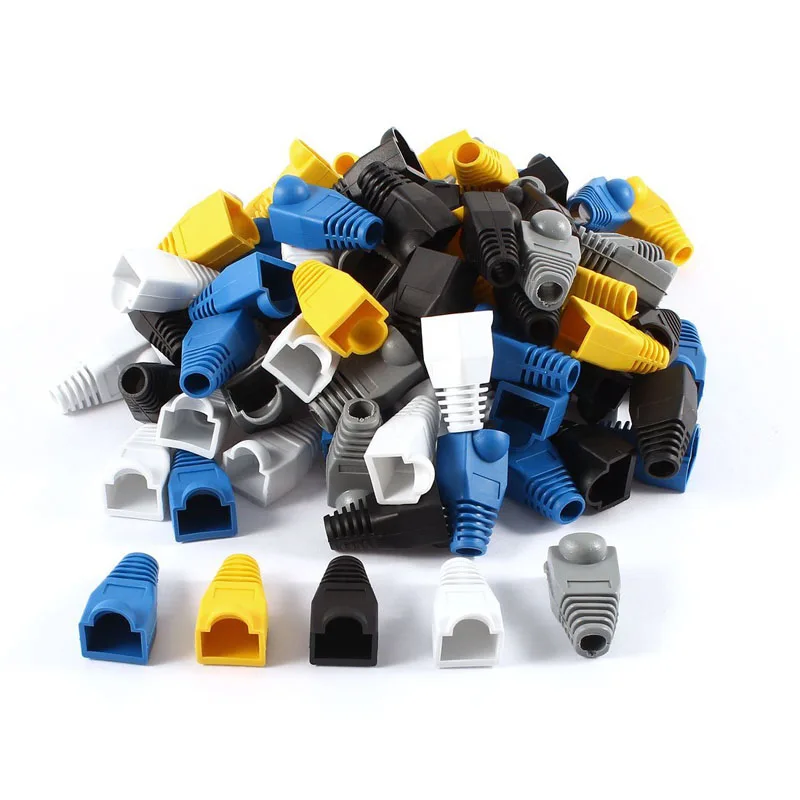 Новый Uxcell 100 шт мягкий пластик Ethernet RJ45 Кабельный соединитель сапоги разъем крышка