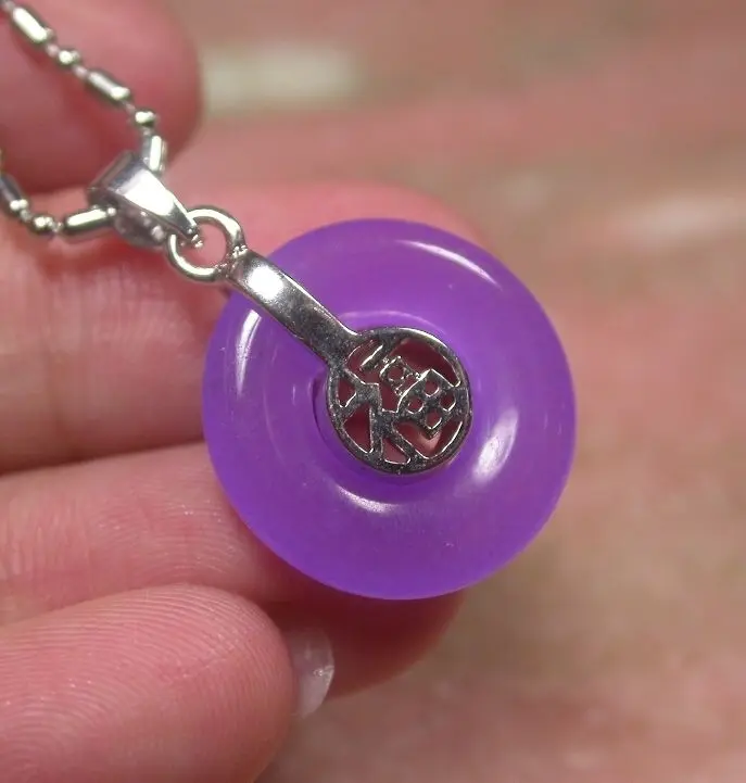 Золотой пластине китайский лаванды нефрита круг фу лаки слово с цепочкой 256739 |