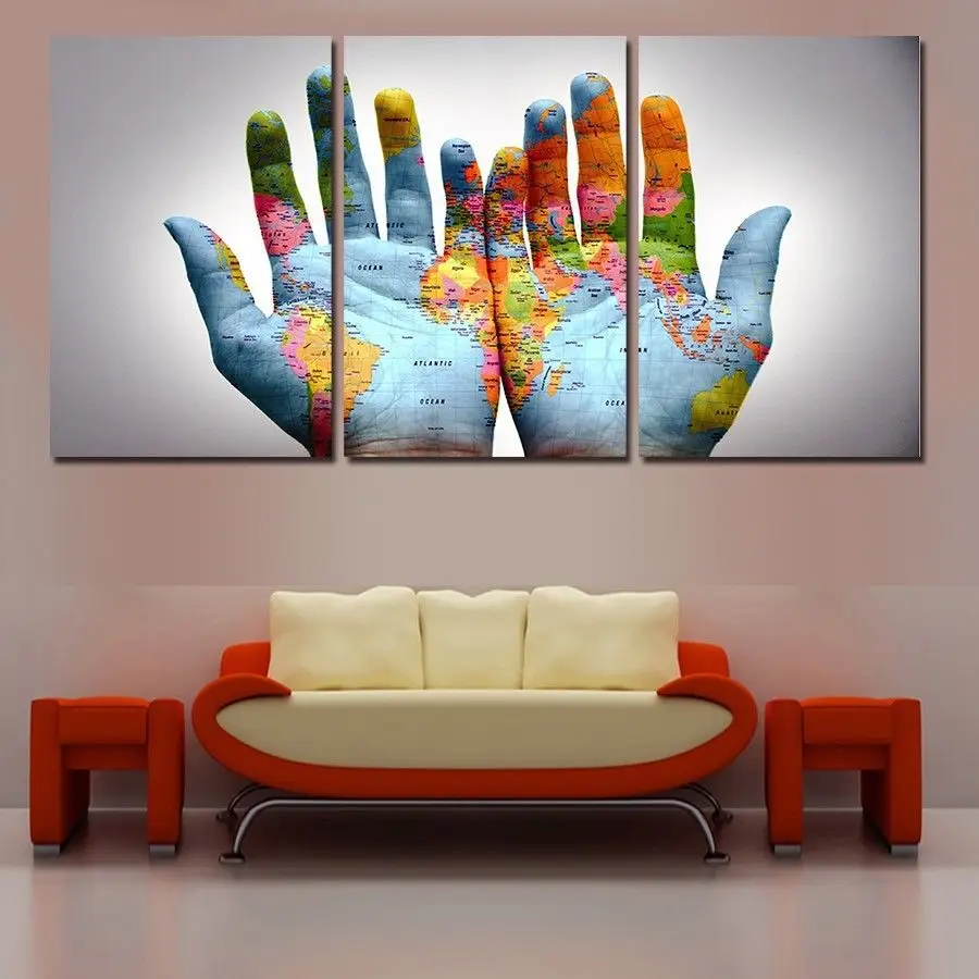 

3 map abstract canvas painting living room mural art picture canvas art