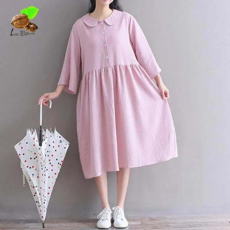 Новый Для женщин Ретро Сладкий Повседневное расклешенные рукава в полоску Питер