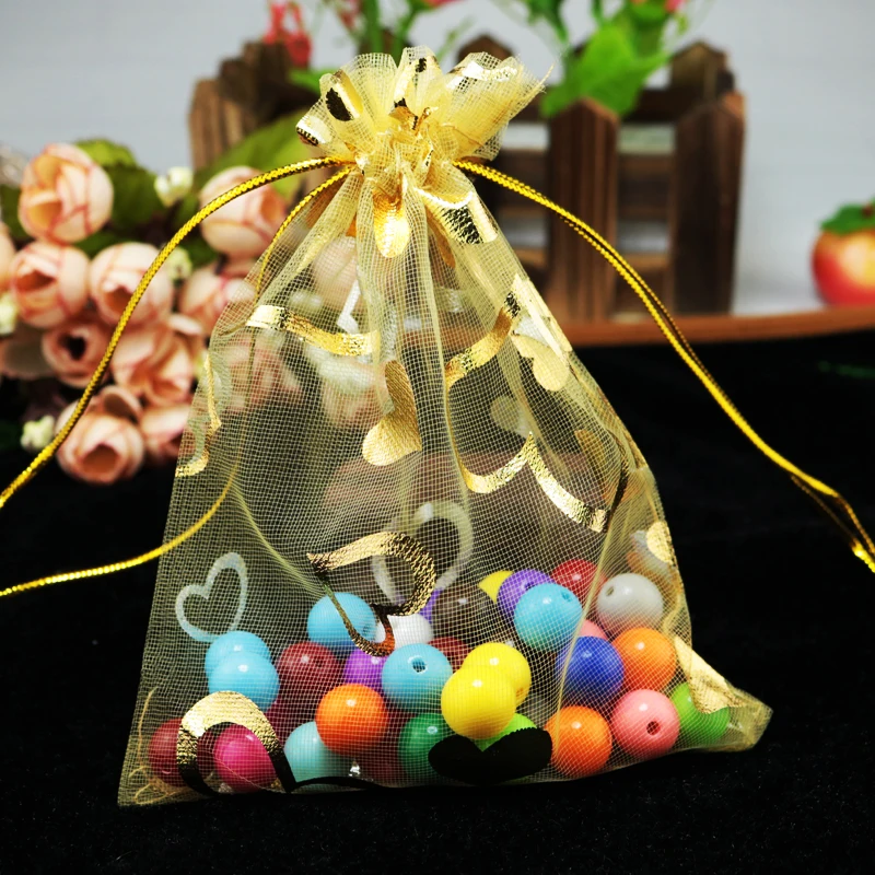 100 шт. розовые мешки из органзы 15 х20 см|bag heart|bag abag f |