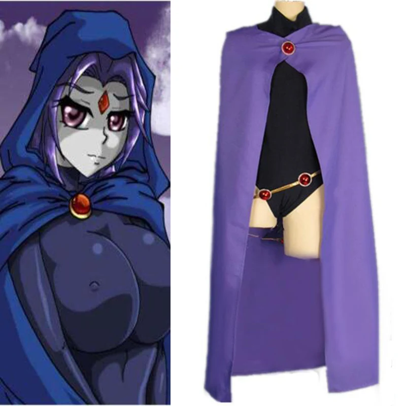 Аниме супергерой Teen Titan Raven косплей костюм Женская сексуальная одежда Хэллоуин