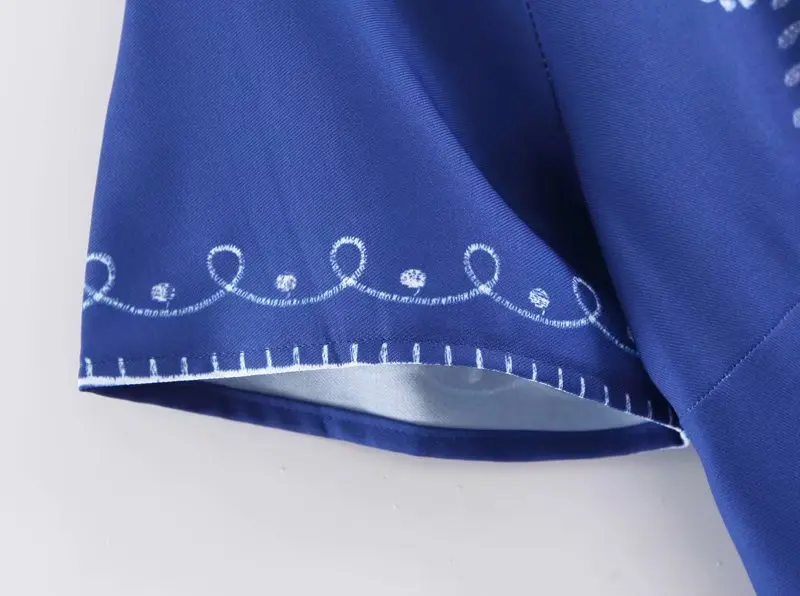 Женское синее повседневное летнее платье с цветочным принтом 2019 короткий рукав A