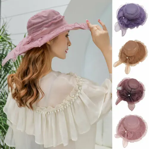 Шляпа Женская кружевная с широкими полями элегантный головной убор от солнца