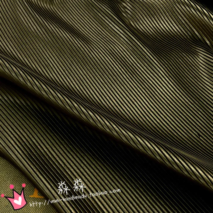 1psc Clothing fabric Tan pinstripe organ plait crushed pleated emulation silk color Opaque half dress fabrics(pleated 0.5m)