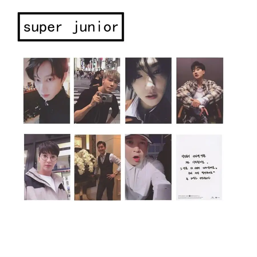 Kpop Super Junior играть черный костюм бумажные карточки SJ SUJU ссамозакрывающийся крафт-Автограф Фотокарта 7 шт./компл