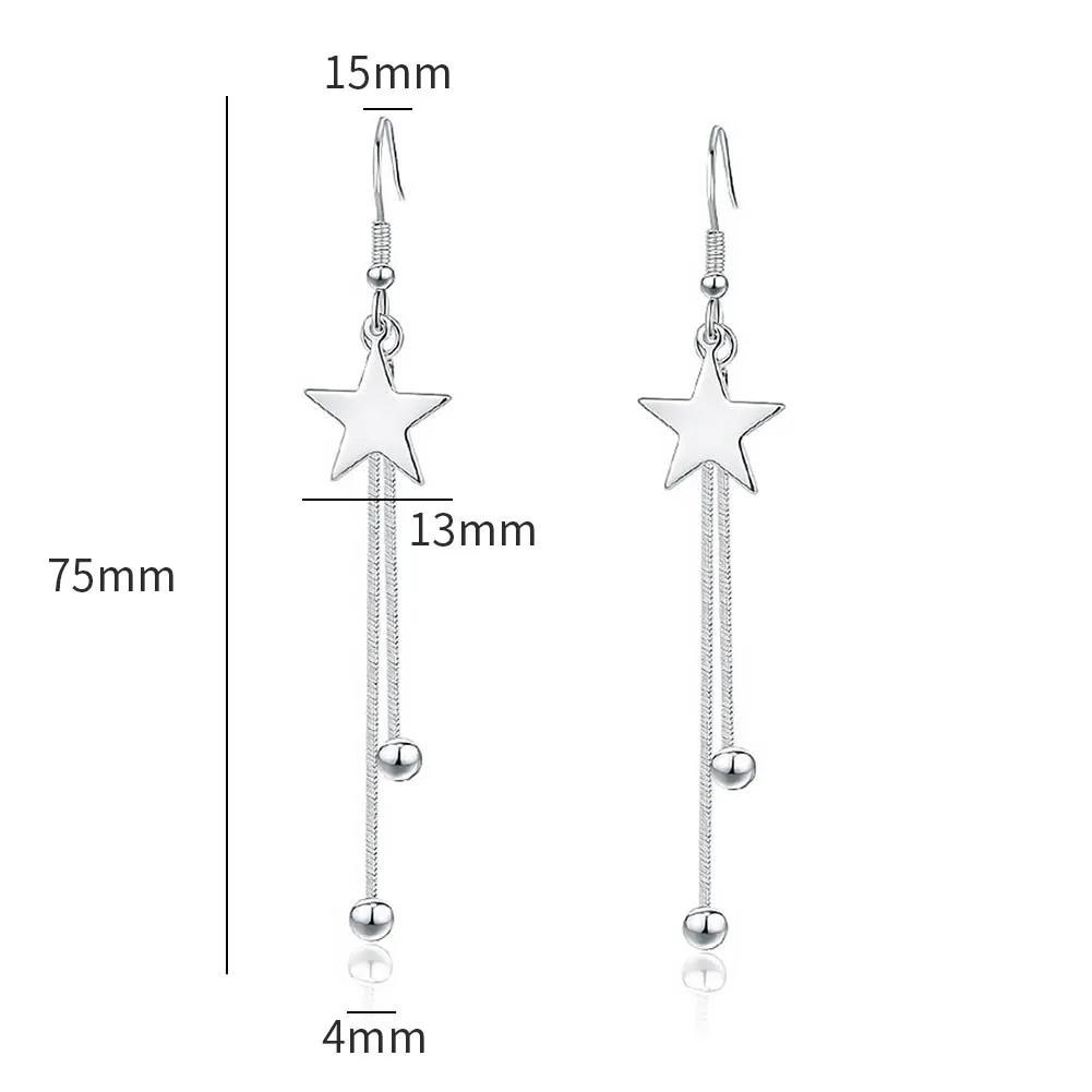 FORSEVEN модные висячие серьги уникальные Счастливая звезда змея цепочка длинные