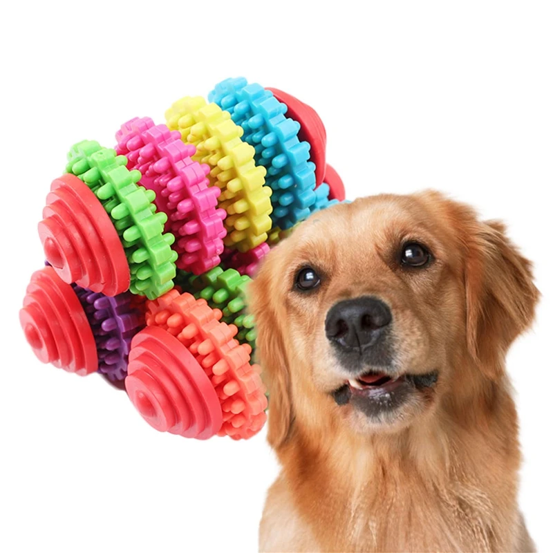 

TPR Rubber Colorful Dog Chew Toy Dogs Gear Swivel Pet Tooth Cleaning Toy Anti Bite Pets Dog Molar Ball Toys