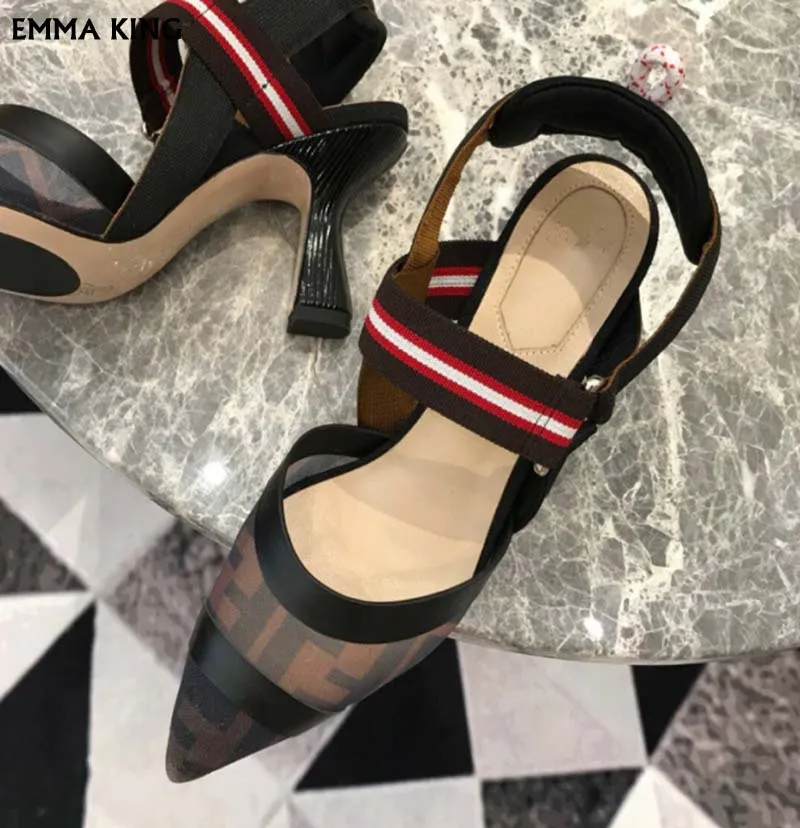 heel height 9cm Г., летние модные женские свадебные туфли-лодочки на каблуке Женская обувь босоножки с ремешком на пятке женские Босоножки на каблуке Дамская обувь - Цвет: heel height 9cm