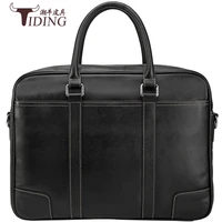mens briefcase cow leather black travel business 15 laptop bags brand designer large file book handbags shoulder bag for man