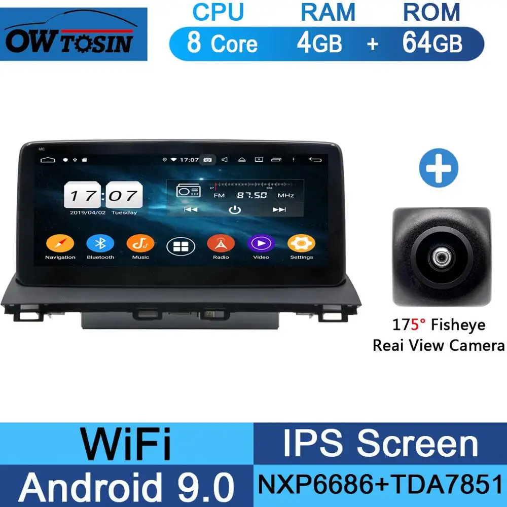 64G Fisheye Camera 10,2" ips 8 ядерный 4 Гб+ 64 ГБ Android 9,0 автомобильный мультимедийный плеер для Mazda 3 Мазда 3 Axela gps Радио DSP CarPlay - Цвет: 64G Fisheye Camera