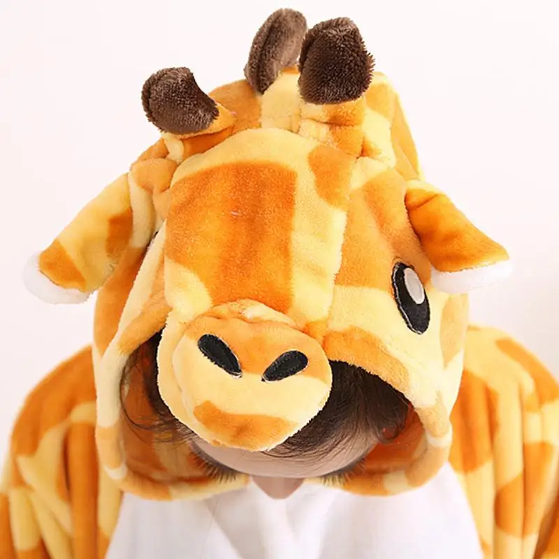 2015 All in One Flannel Anime Pijama Cartoon Cosplay Warm Hood Loungewear Adult Easy For Bathroom Cute Animal Pajamas Giraffe | Женская