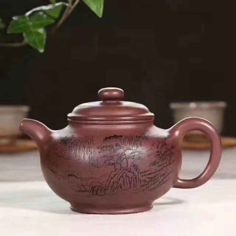 

Teapot Famous Artist Gaogong Tan Quanhai Handmade Raw Mine Bottom Slot Cleaning Only Purple Sand Teapot Teaware Gift