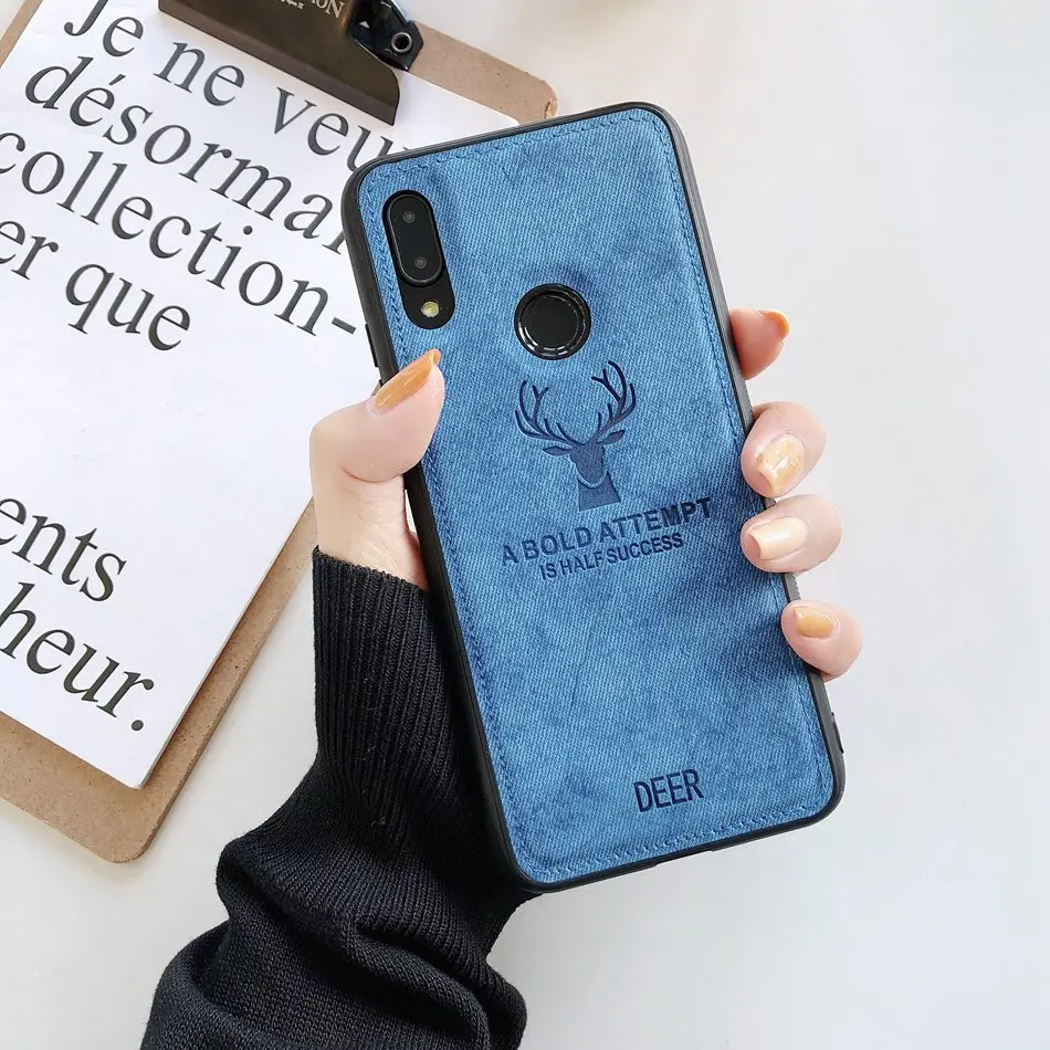 Чехол для чехол на Xiaomi Redmi Note 7/Note 6/Note 5 Pro/Note 8 Pro чехол модный силиконовый чехол с рисунком лося из ТПУ с текстурой ткани для Xiaomi mi A2 lite - Цвет: Blue