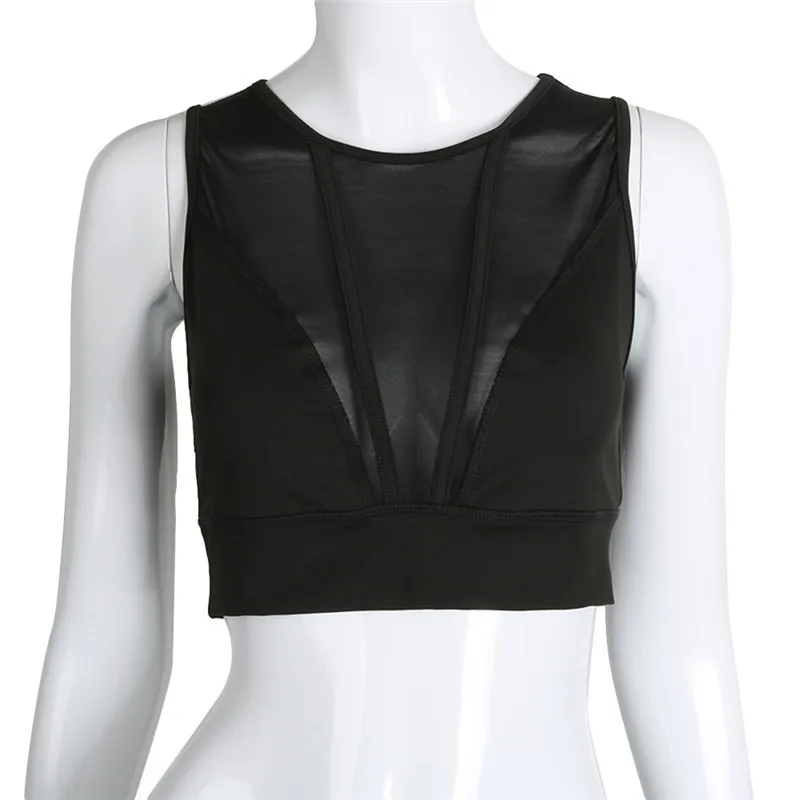 Спортивный бюстгальтер для йоги женские сетчатые лоскутные сексуальные топы