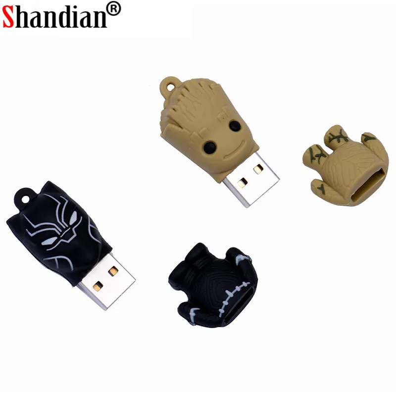 SHANDIAN Marvel Comics Черная пантера Дэдпул USB 2,0 флеш-накопитель Миньоны карта памяти Флешка 4 ГБ 16 ГБ 32 ГБ 64 ГБ подарок