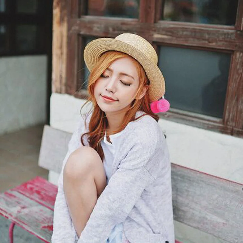 XEONGKVI 2017 New South Korea Color Of Rope lovely Ball Fedoras Hats Summer Women Straw Hat Size 54-56cm 3 Colors | Аксессуары для
