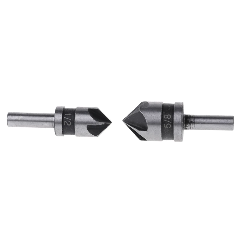 

2Pcs 82Degree 5 Flute 6mm Round Shank HSS Chamfer Chamfering End Mill Cutter Bit