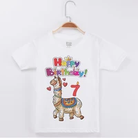 hot sale brand tshirt birthday t shirt cartoon alpaca printing short sleeve cotton kids clothes boy tops tees children clothing