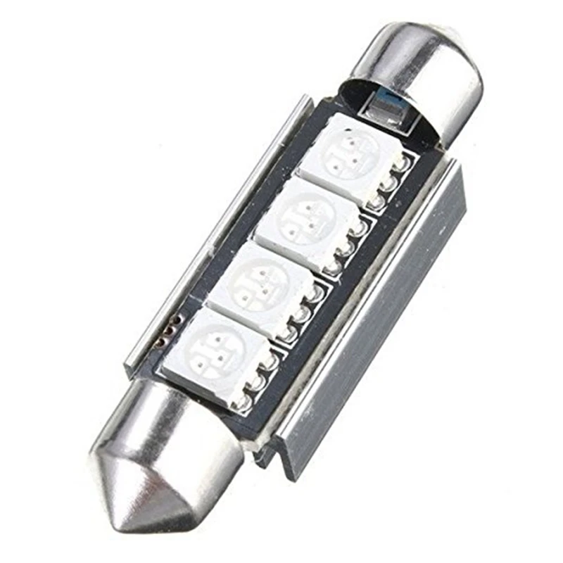 2 шт. KATUR 42 мм 4 светодиодный 5050 SMD гирлянда купольный светильник Красный