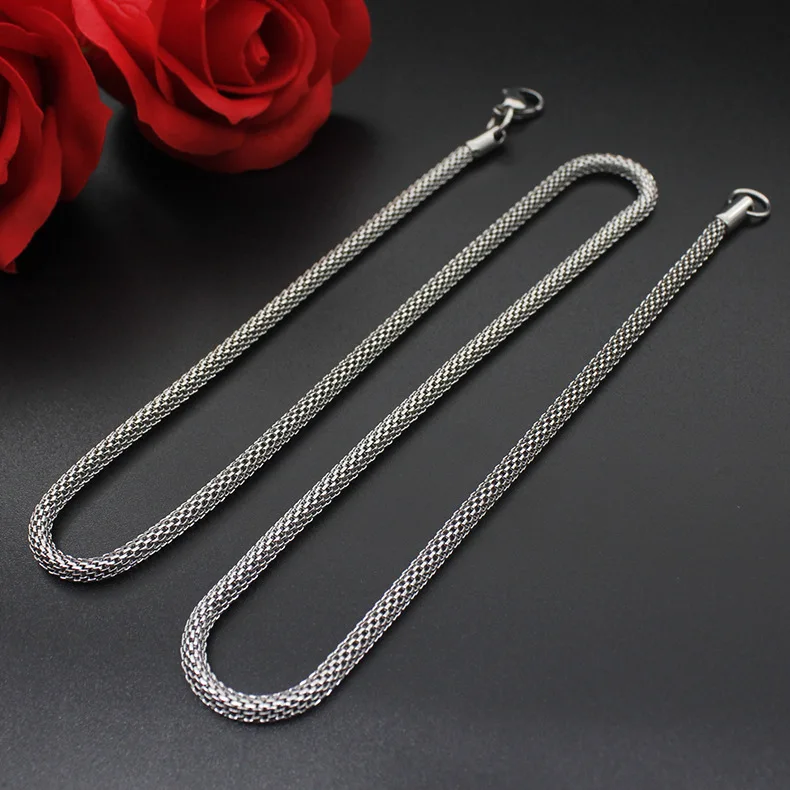 Ожерелье-цепочка серебряного цвета для мужчин и женщин ювелирное изделие из