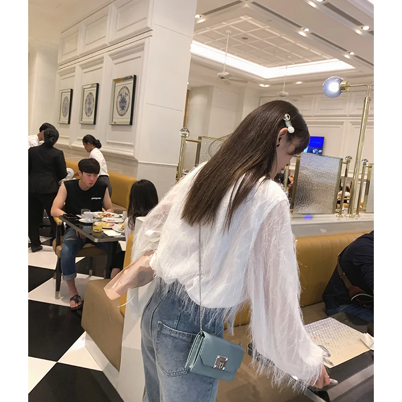 Mishow 2019 Белые шифоновые рубашки с длинными рукавами Женская рубашка кисточками