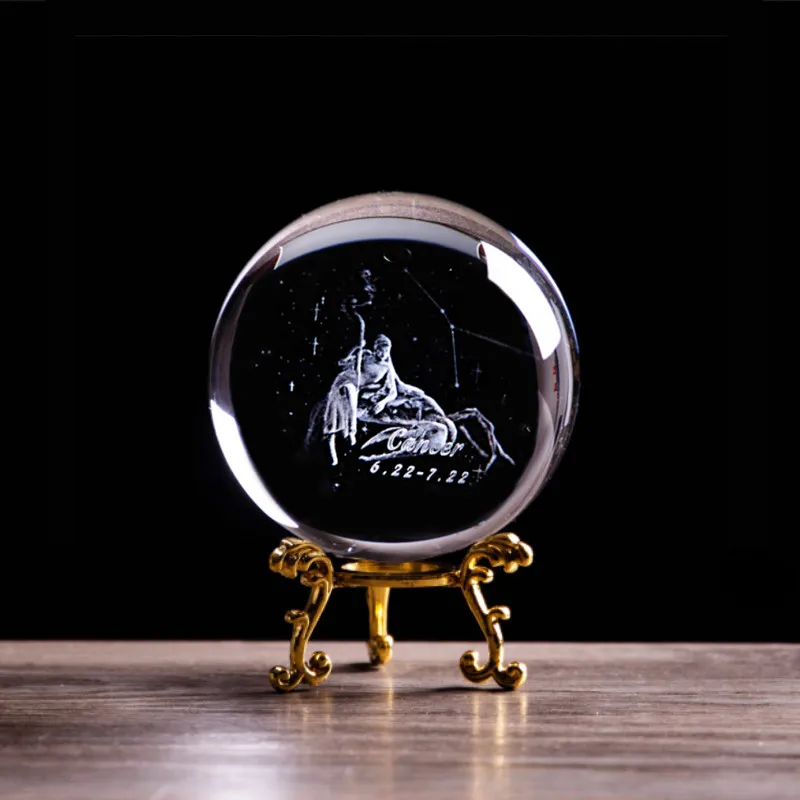 3D лазерная гравировка созвездие хрустальный шар ангел рак статуэтка Paperweight
