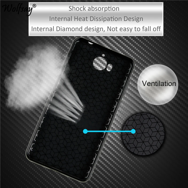 Y6 2017 Phone Bag Case sFor Huawei Carbon Fiber Design Texture Silicone Shell For Y5 Cover Capa Wolfsay | Мобильные телефоны и