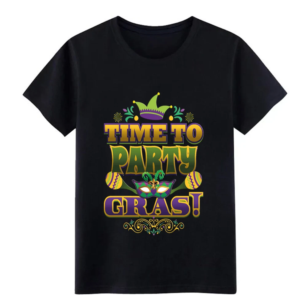 Вечерние футболки из 100% хлопка с круглым вырезом и надписью Time To Gras Mardi Gras|Мужские