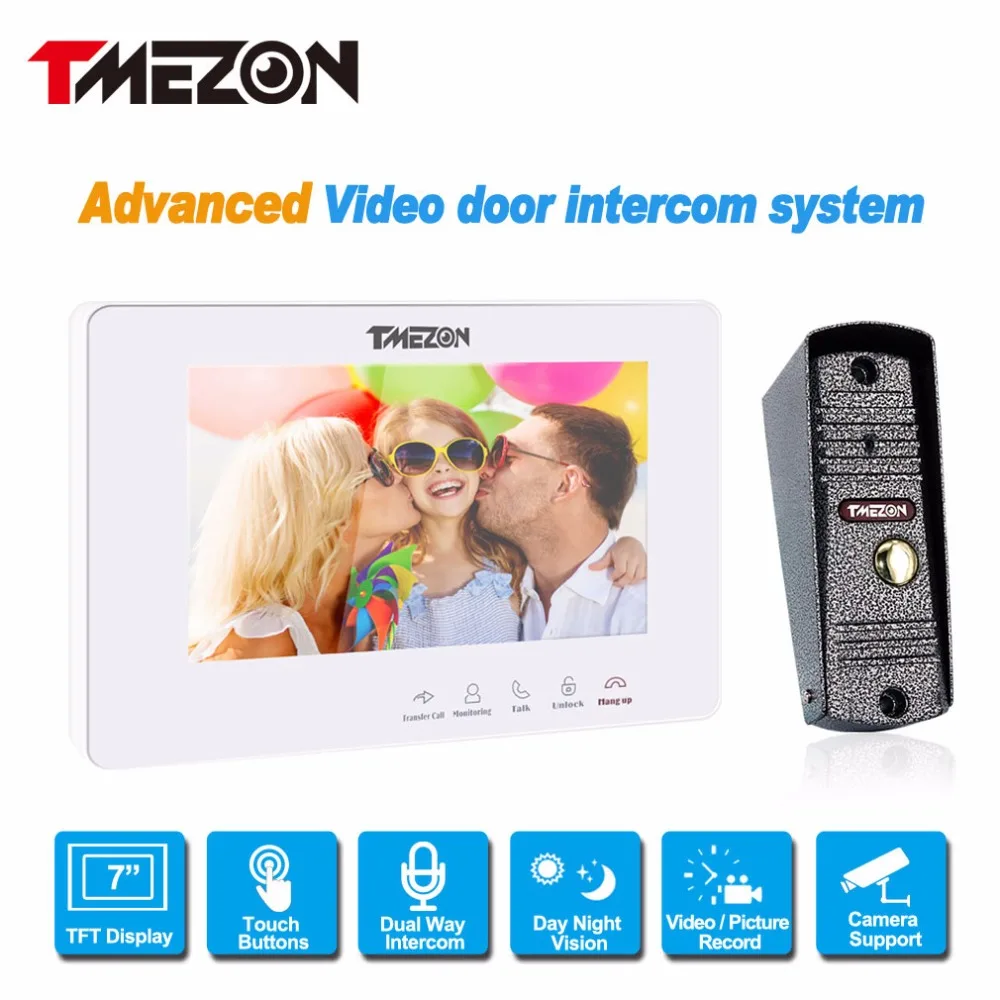 TMEZON 7 дюймов TFT проводной телефон видео домофон Системы с 1x 1200TVL Водонепроницаемый